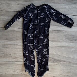 NFL Raiders Black and White Kids Footie Pajamas